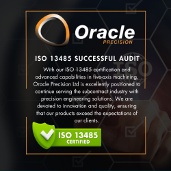 Oracle Precision Ltd celebrates a successful 3-day audit with zero non-conformances for ISO 13485 Certification, demonstrating our commitment to quality in medical device manufacturing.