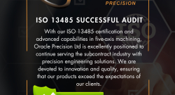 Oracle Precision Ltd celebrates a successful 3-day audit with zero non-conformances for ISO 13485 Certification, demonstrating our commitment to quality in medical device manufacturing.